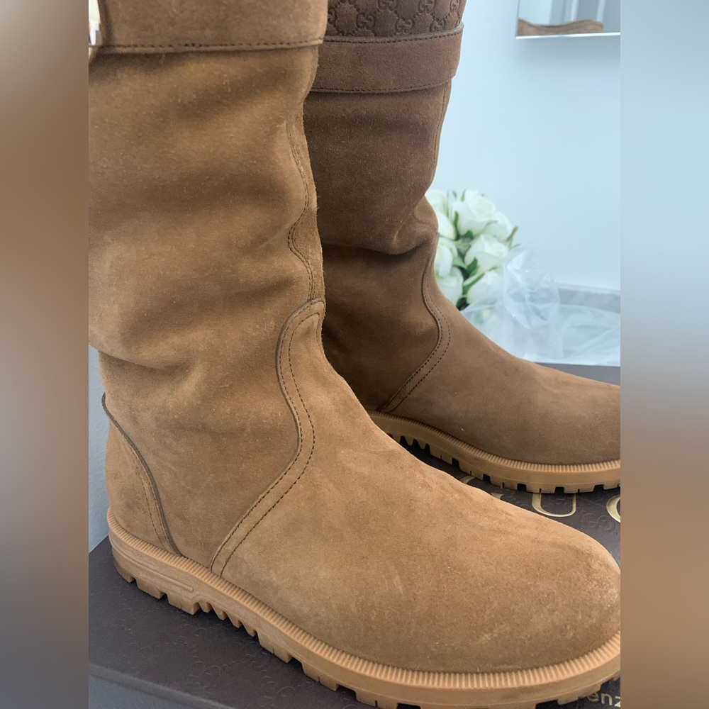 Brown Suede GG monogram Boots - Picture 2 of 15